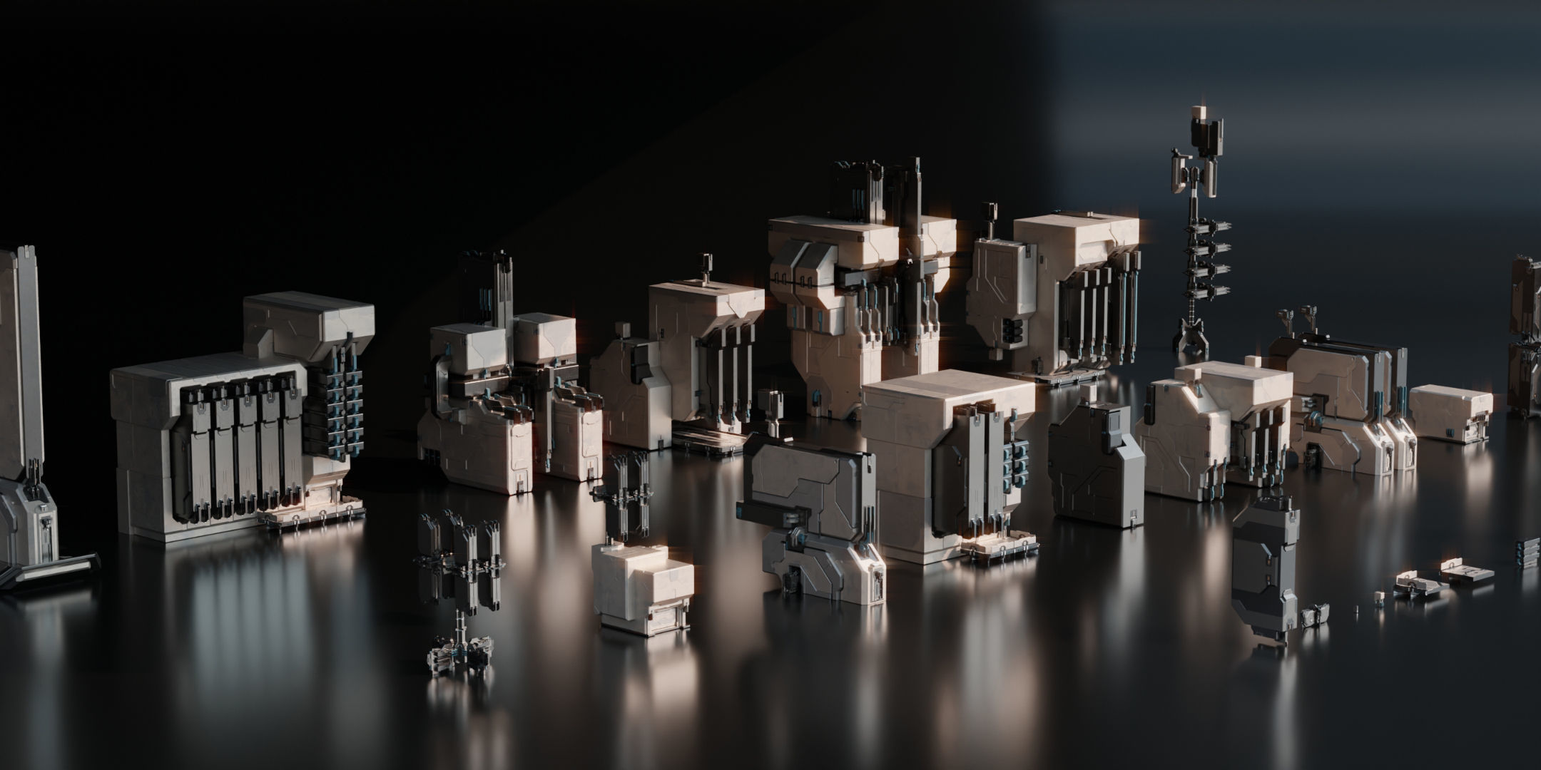 Space Base - Sci Fi Building Assets Blender 3D Kitbash Pack 3D model_15