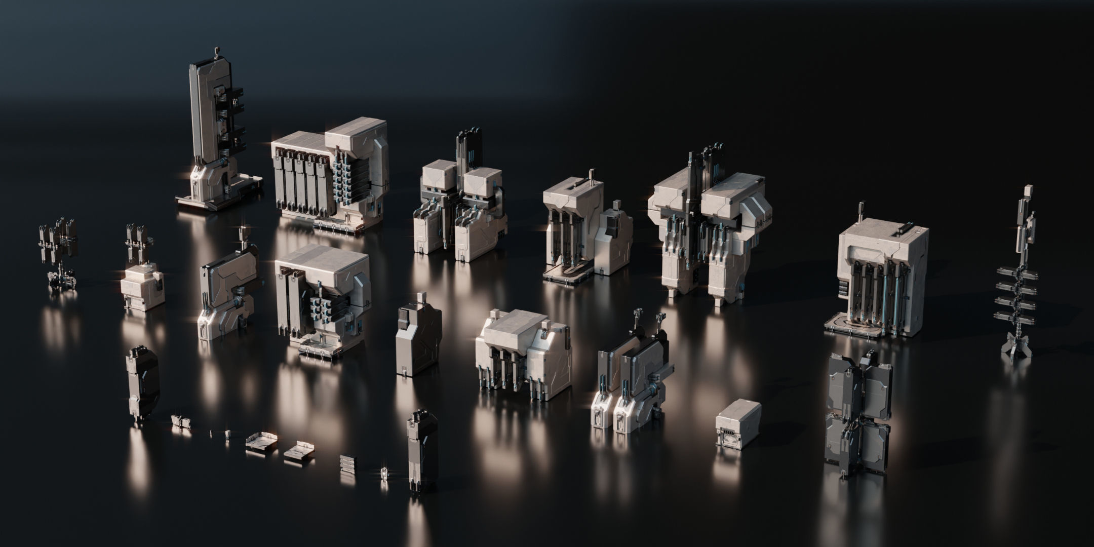 Space Base - Sci Fi Building Assets Blender 3D Kitbash Pack 3D model_13