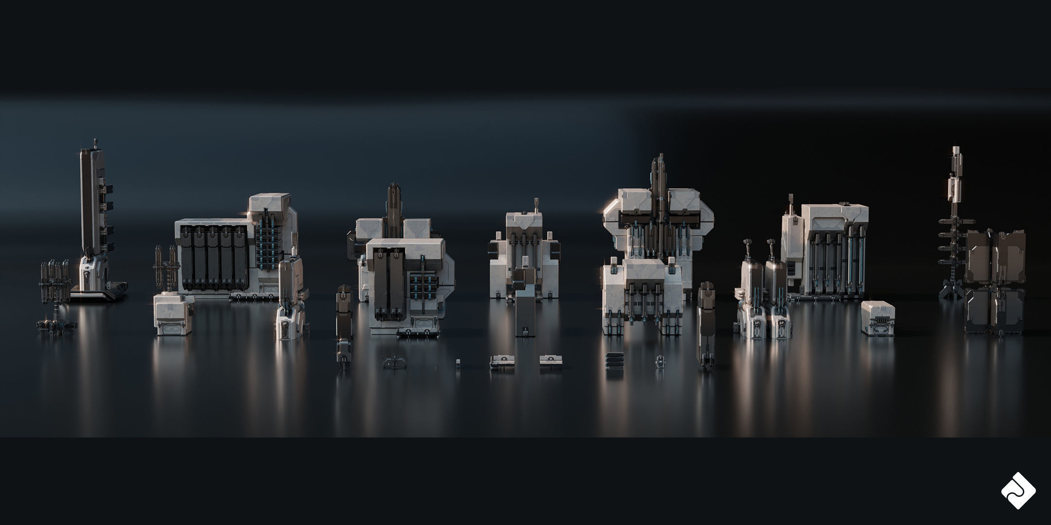 Space Base - Sci Fi Building Assets Blender 3D Kitbash Pack 3D model_11