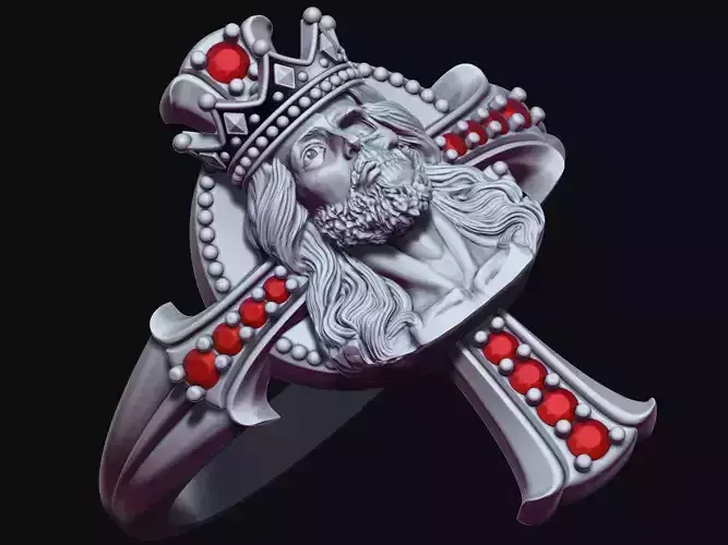 Cross Jesus skull ring silver gold jewelry printable 3D model