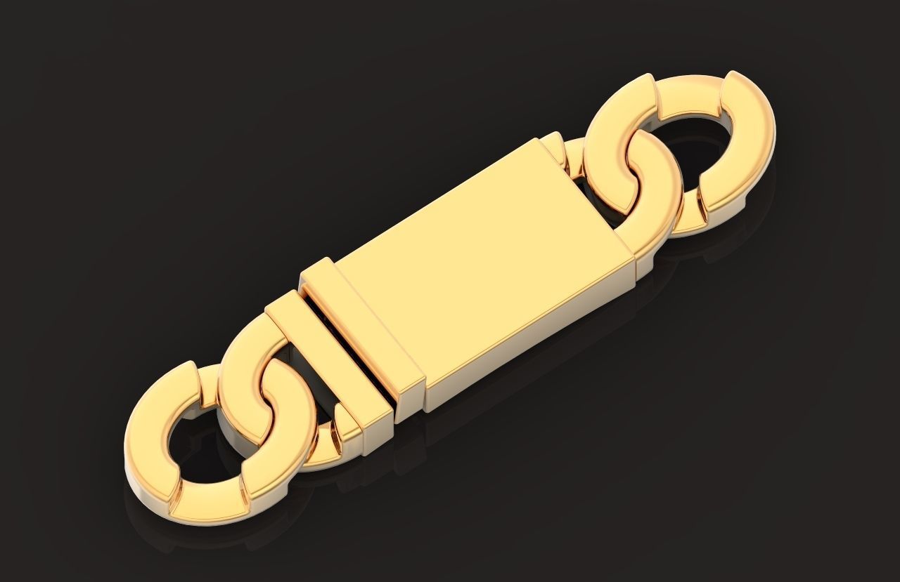 cuban link wide heavy bracelet lock Solid Thick Clasp Hip Hop 3D print model_39