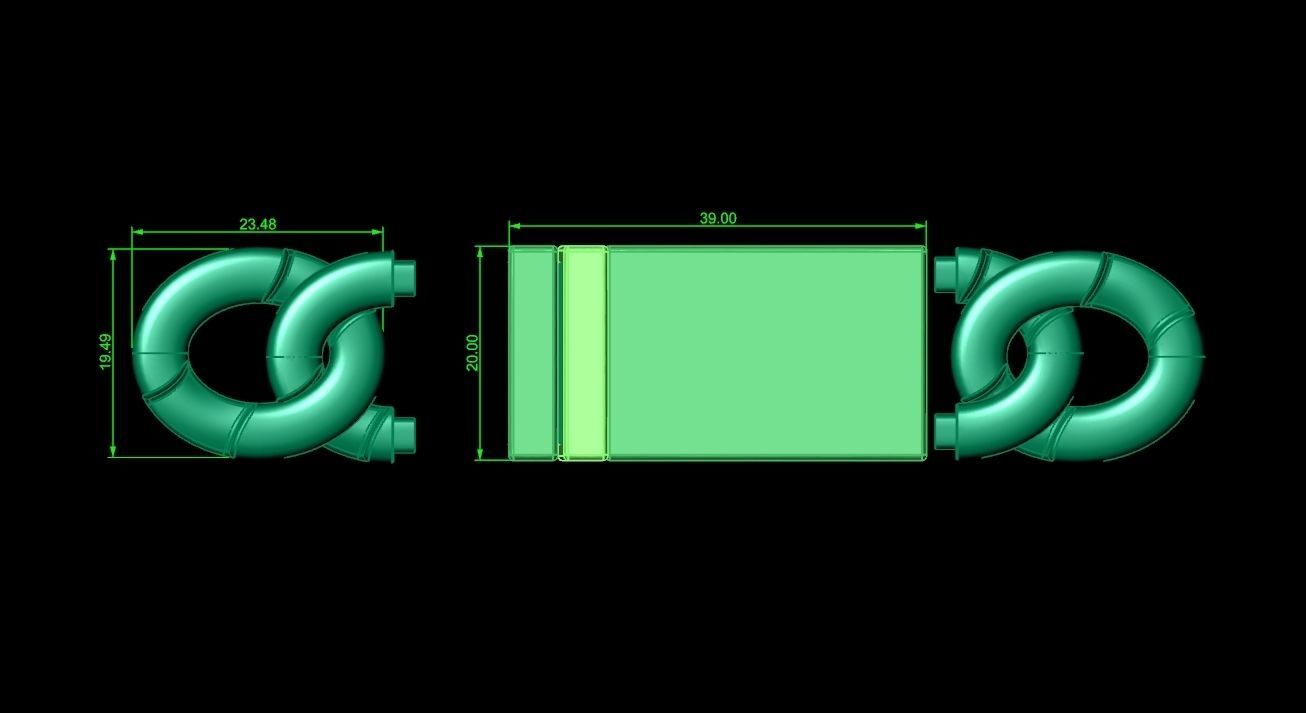 cuban link wide heavy bracelet lock Solid Thick Clasp Hip Hop 3D print model_2