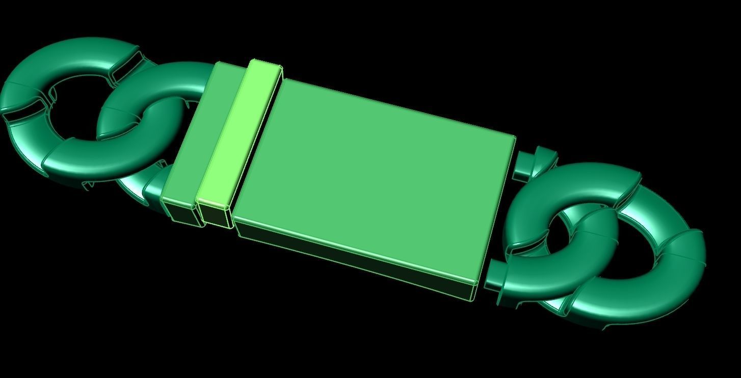 cuban link wide heavy bracelet lock Solid Thick Clasp Hip Hop 3D print model_10