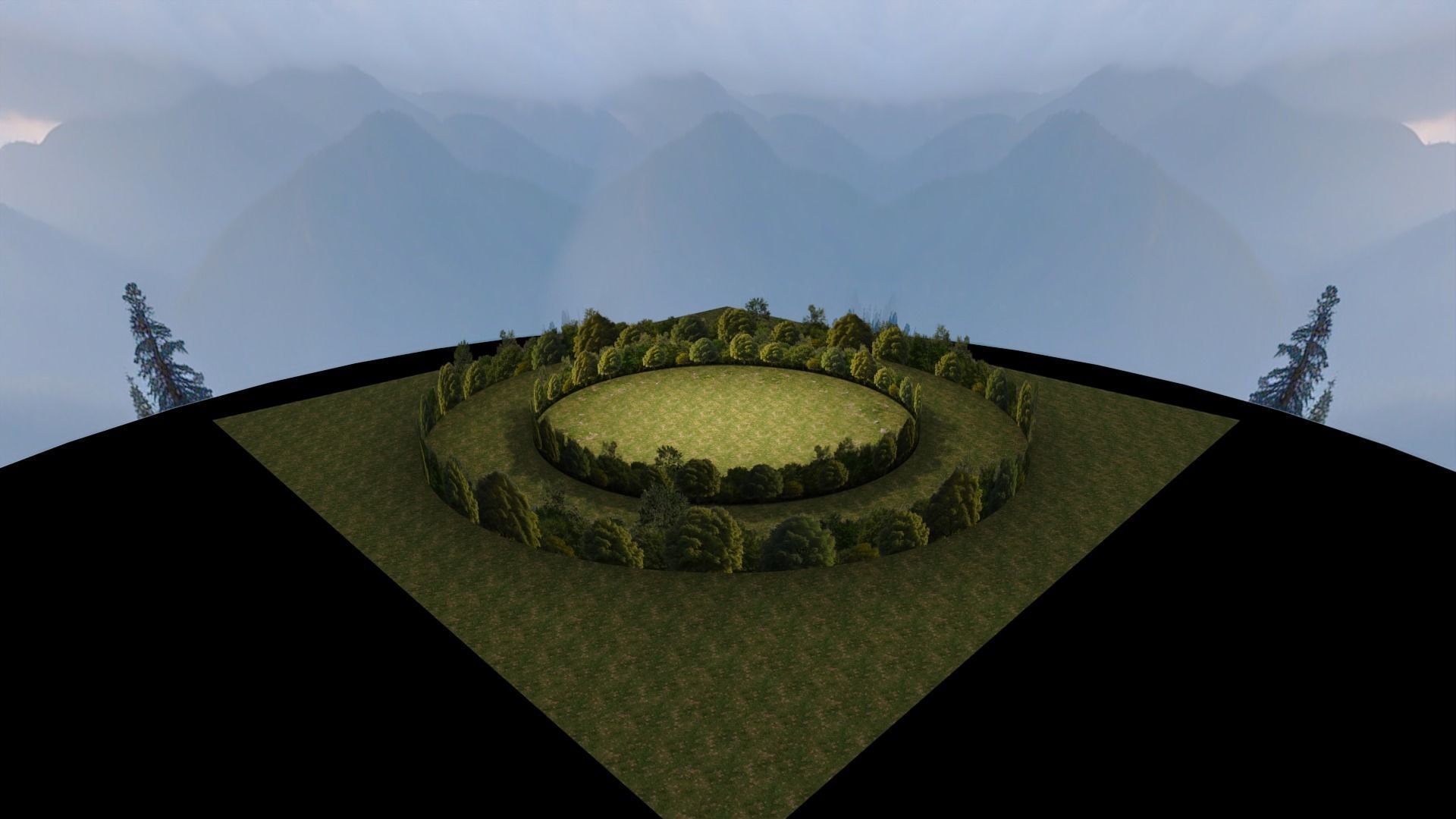 Trees Background Low-poly 3D model_1