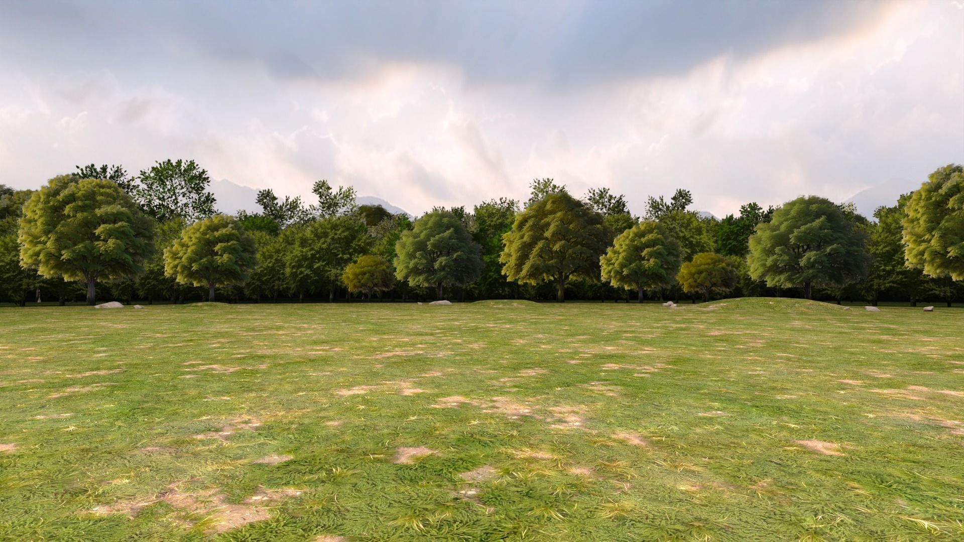 Trees Background Low-poly 3D model_5