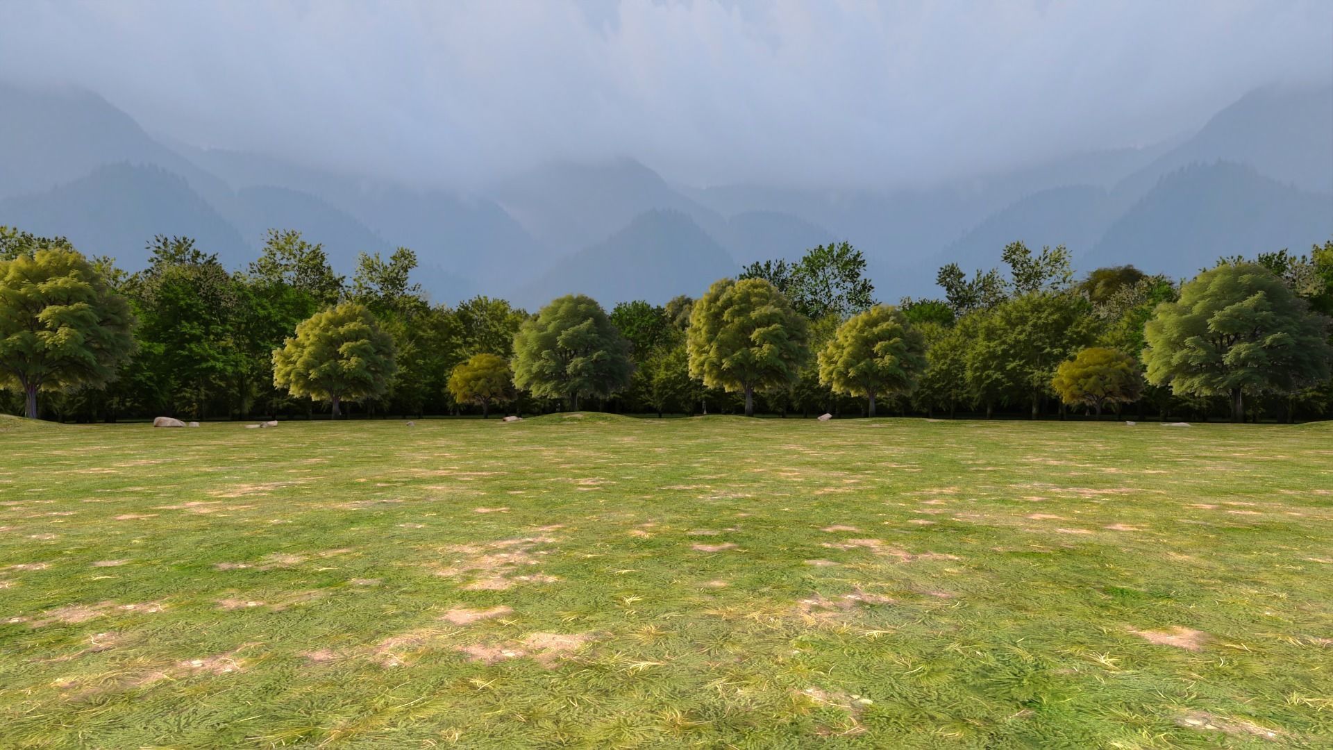 Trees Background Low-poly 3D model_4