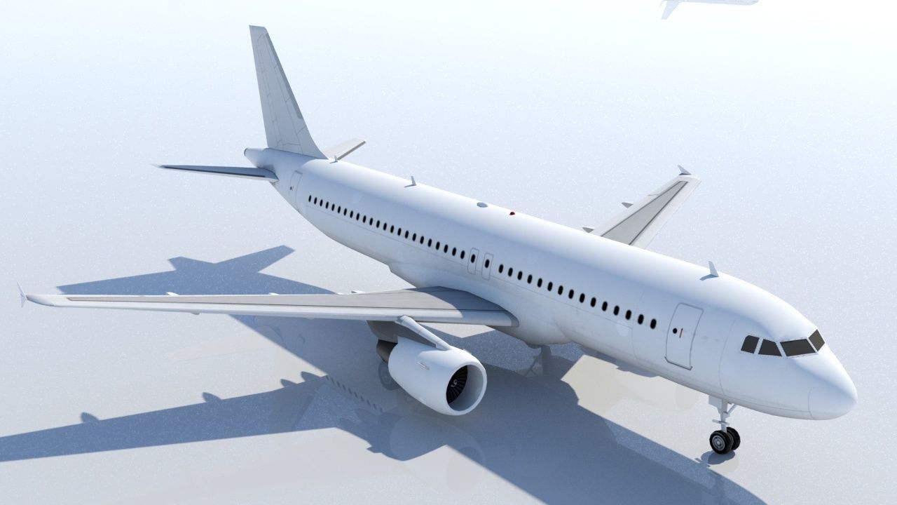 Airbus A320 ceo CFM Sharklets Static Blank  Low-poly 3D model_4