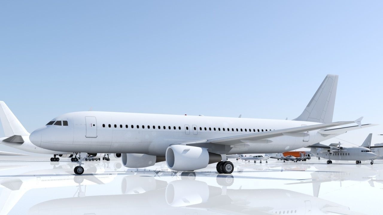 Airbus A320 ceo CFM Sharklets Static Blank  Low-poly 3D model_11