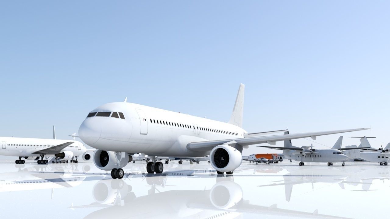 Airbus A320 ceo CFM Sharklets Static Blank  Low-poly 3D model_1