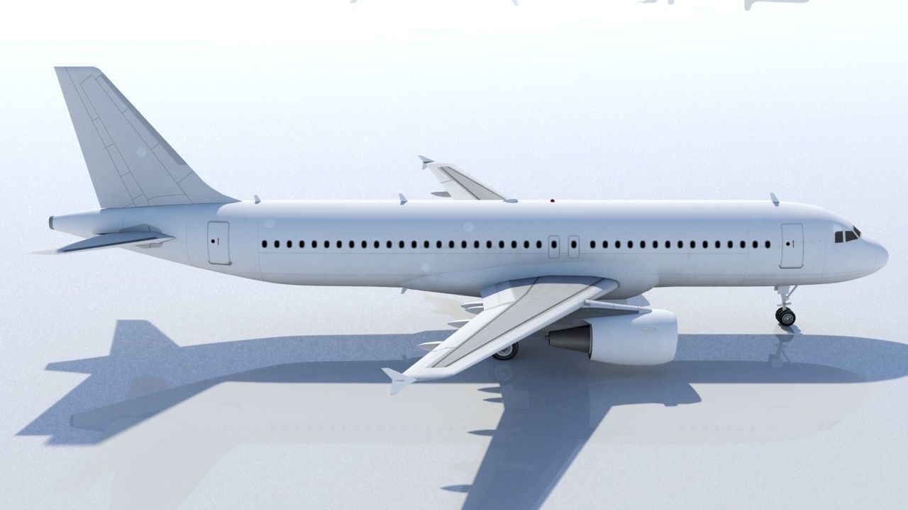 Airbus A320 ceo CFM Sharklets Static Blank  Low-poly 3D model_5