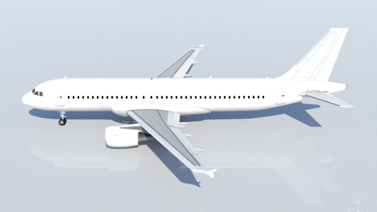Airbus A320 ceo CFM Sharklets Static Blank  Low-poly 3D model_9