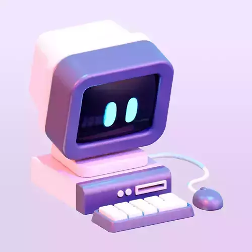 Cute old computer 3d icon