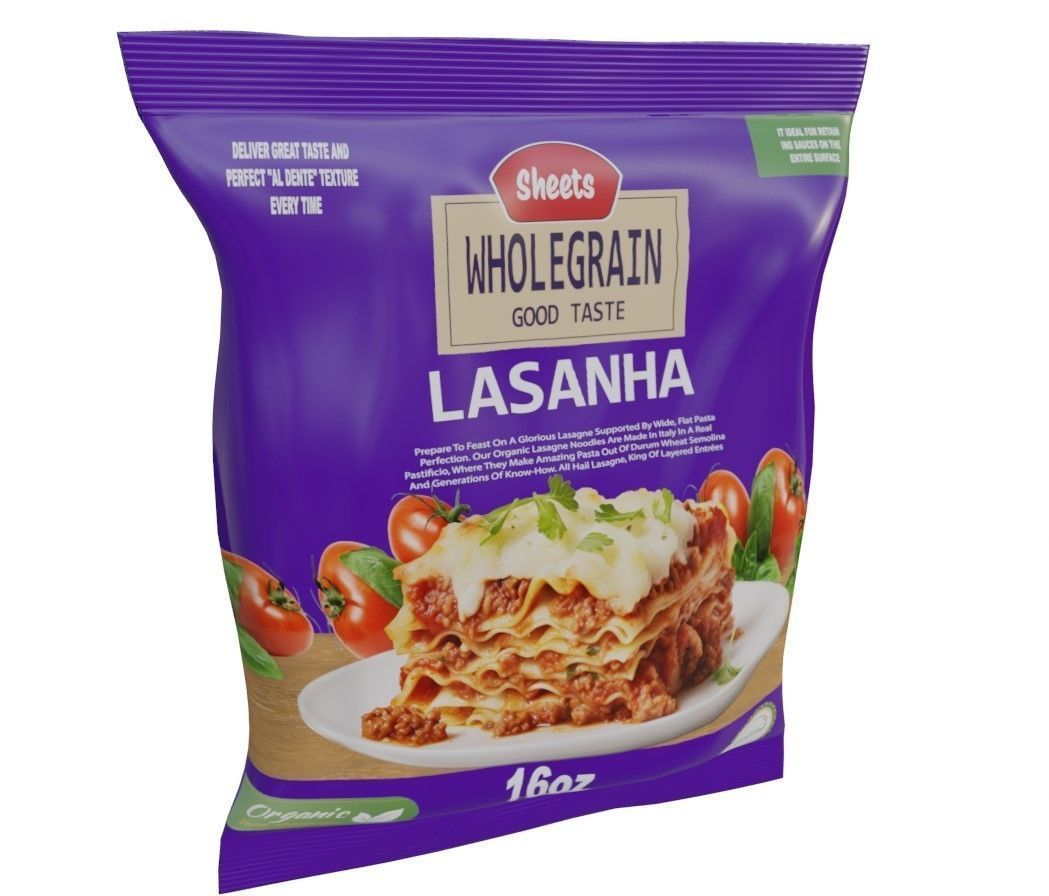 Wholegrain Lasagna Sheets Low-poly 3D model_2