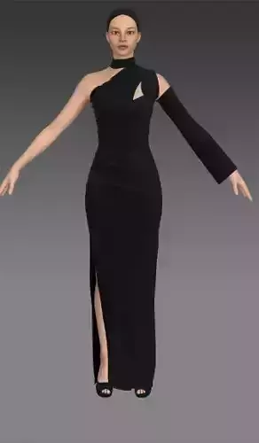 dress one shoulder Low-poly 3D model