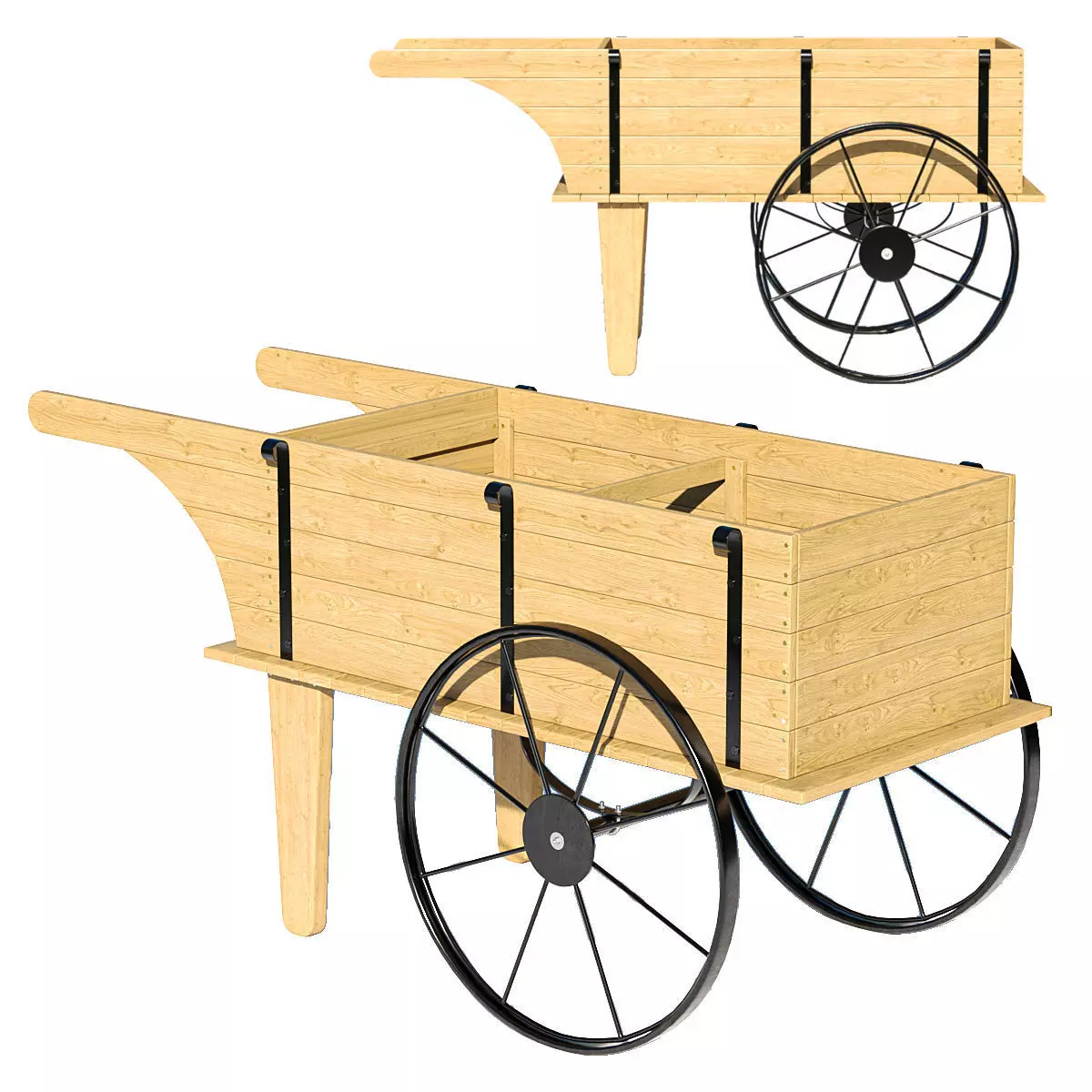 Wooden cart 3D model
