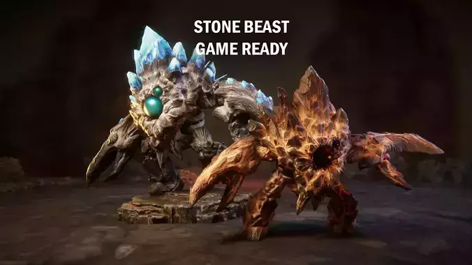 Stone beast Low-poly 3D model