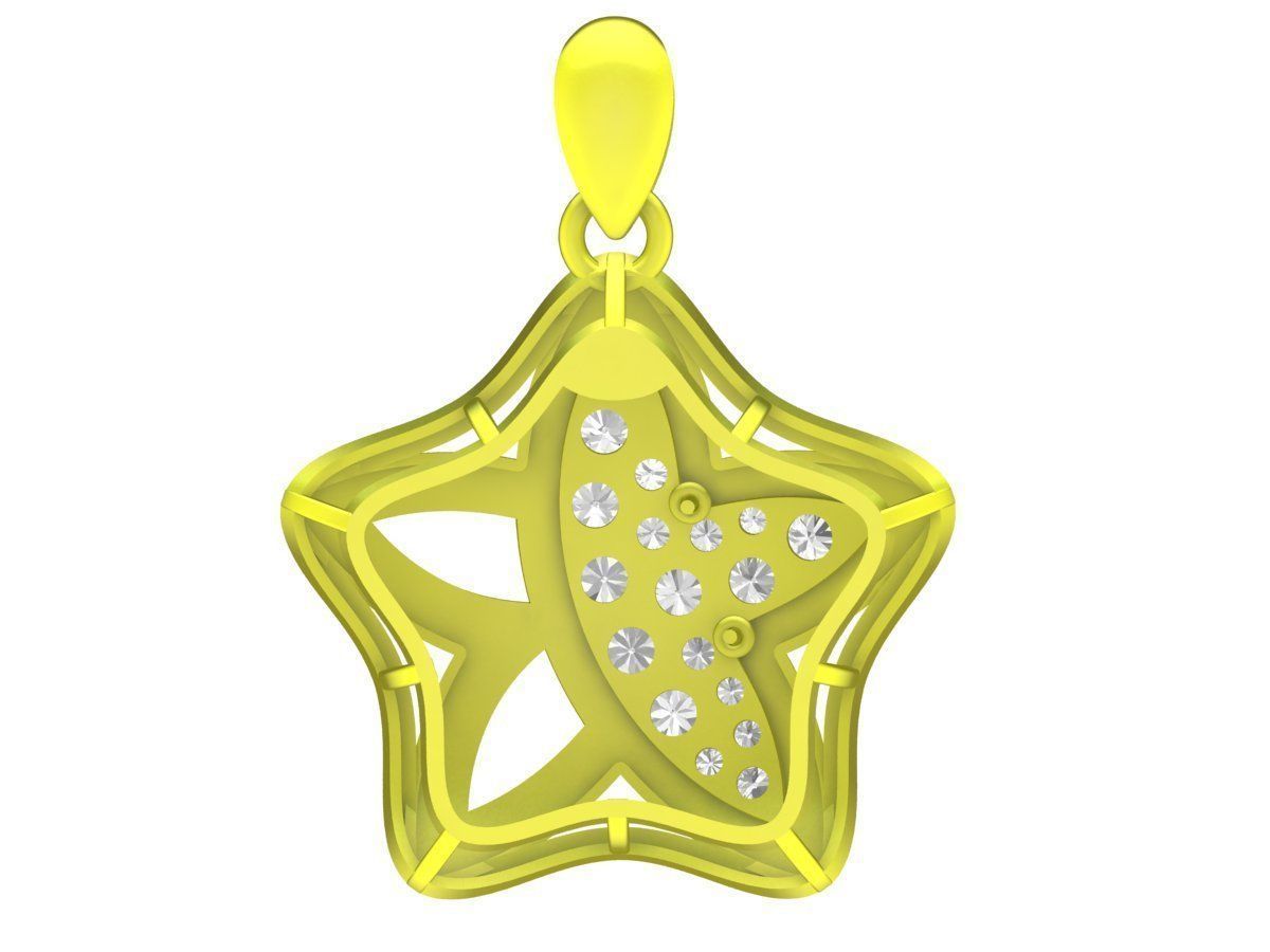 A4629 Diamond Star Pendant 3D print model_3