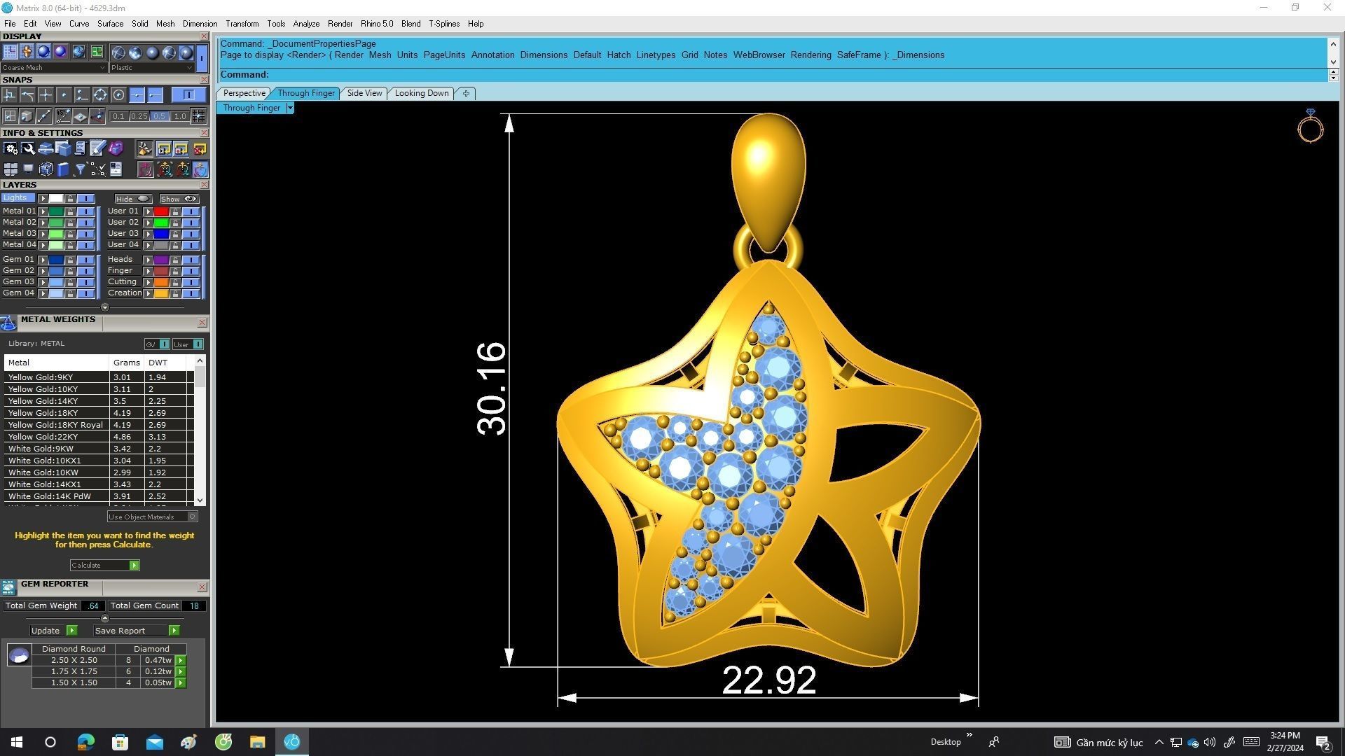 A4629 Diamond Star Pendant 3D print model_6