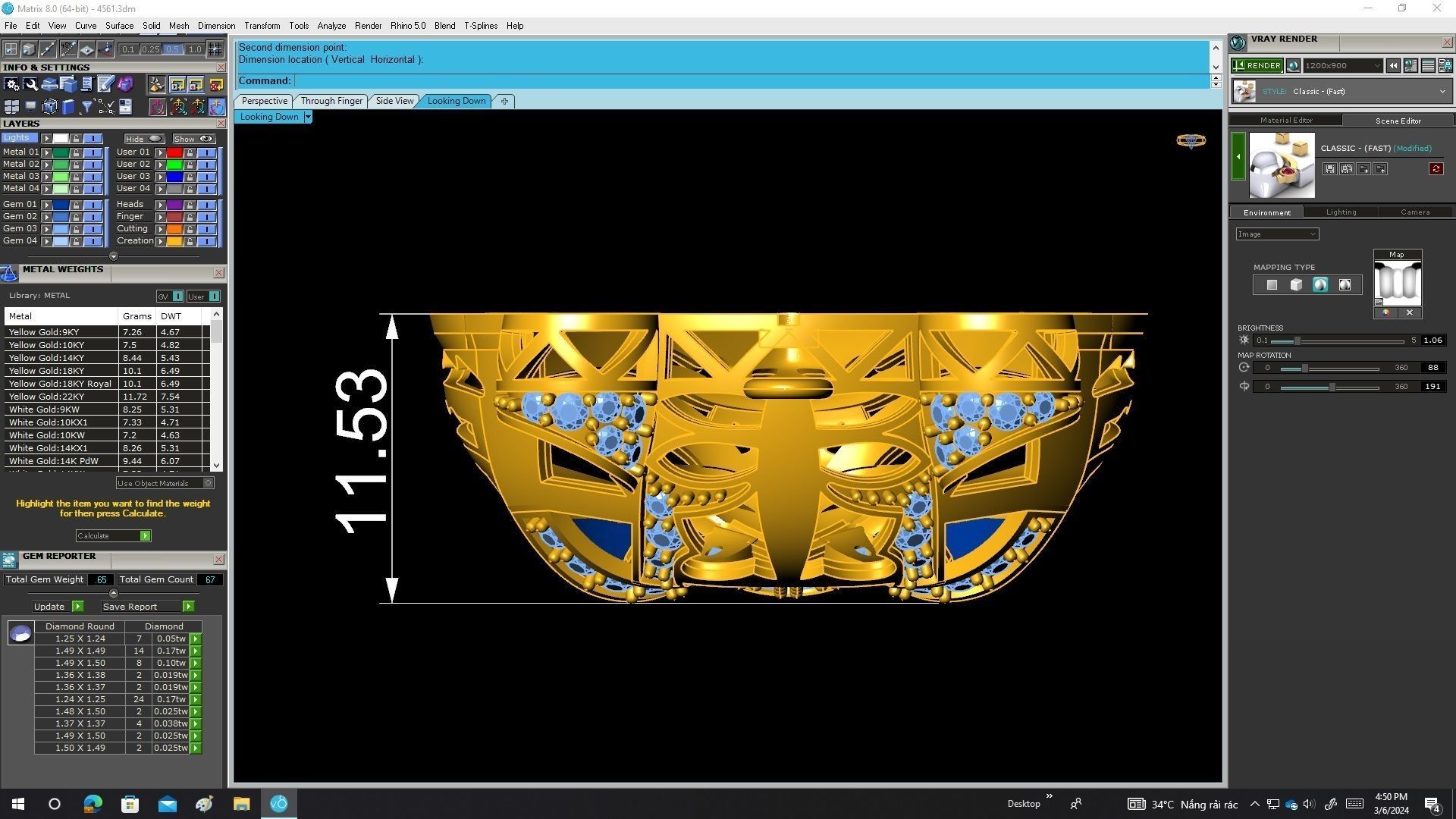 A4561 Diamond Tiger Pendant 3D print model_7