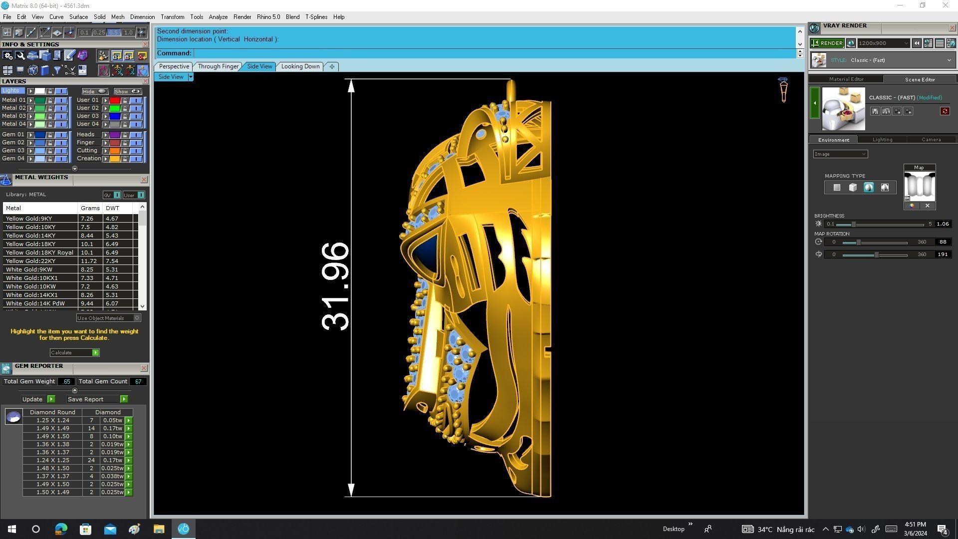 A4561 Diamond Tiger Pendant 3D print model_8