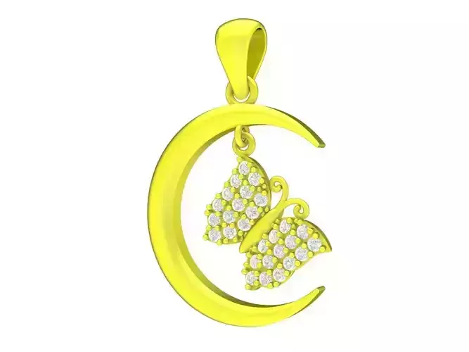 A4573 Diamond Butterfly Moon Pendant