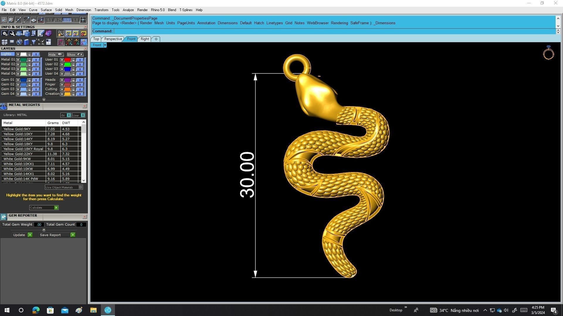 A4572 Snake Pendant 3D print model_7