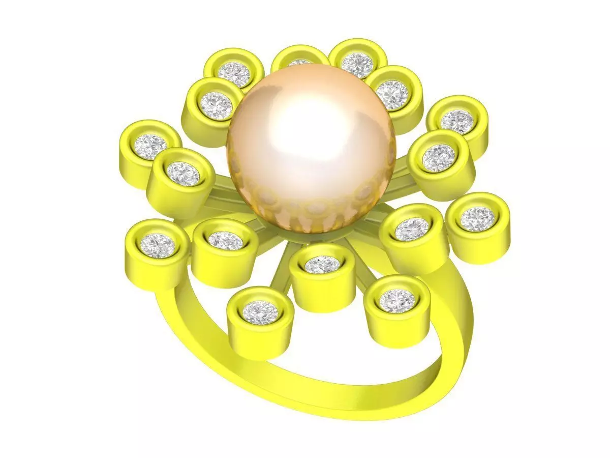 Pearl Halo Statement Ring for Jewelry Design 5209 3D print model