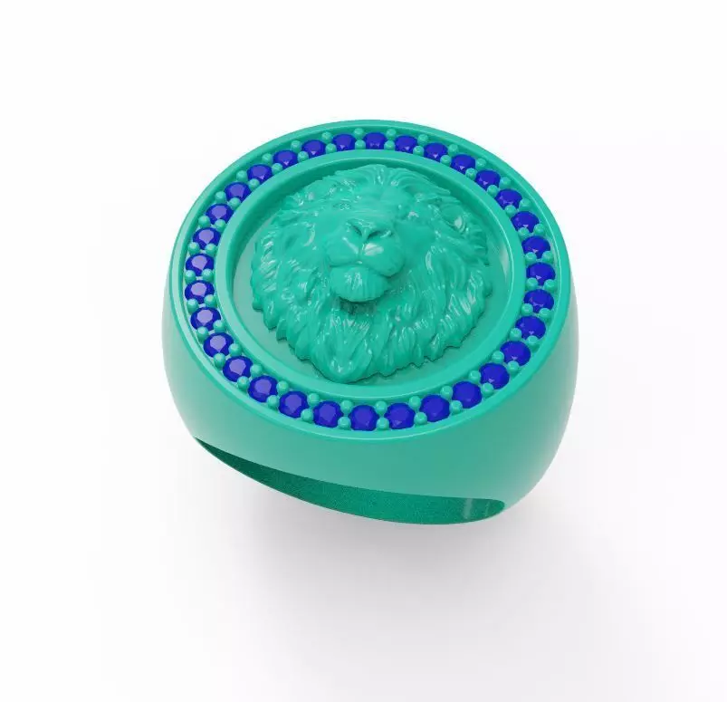 Lion ring 3D print model_0