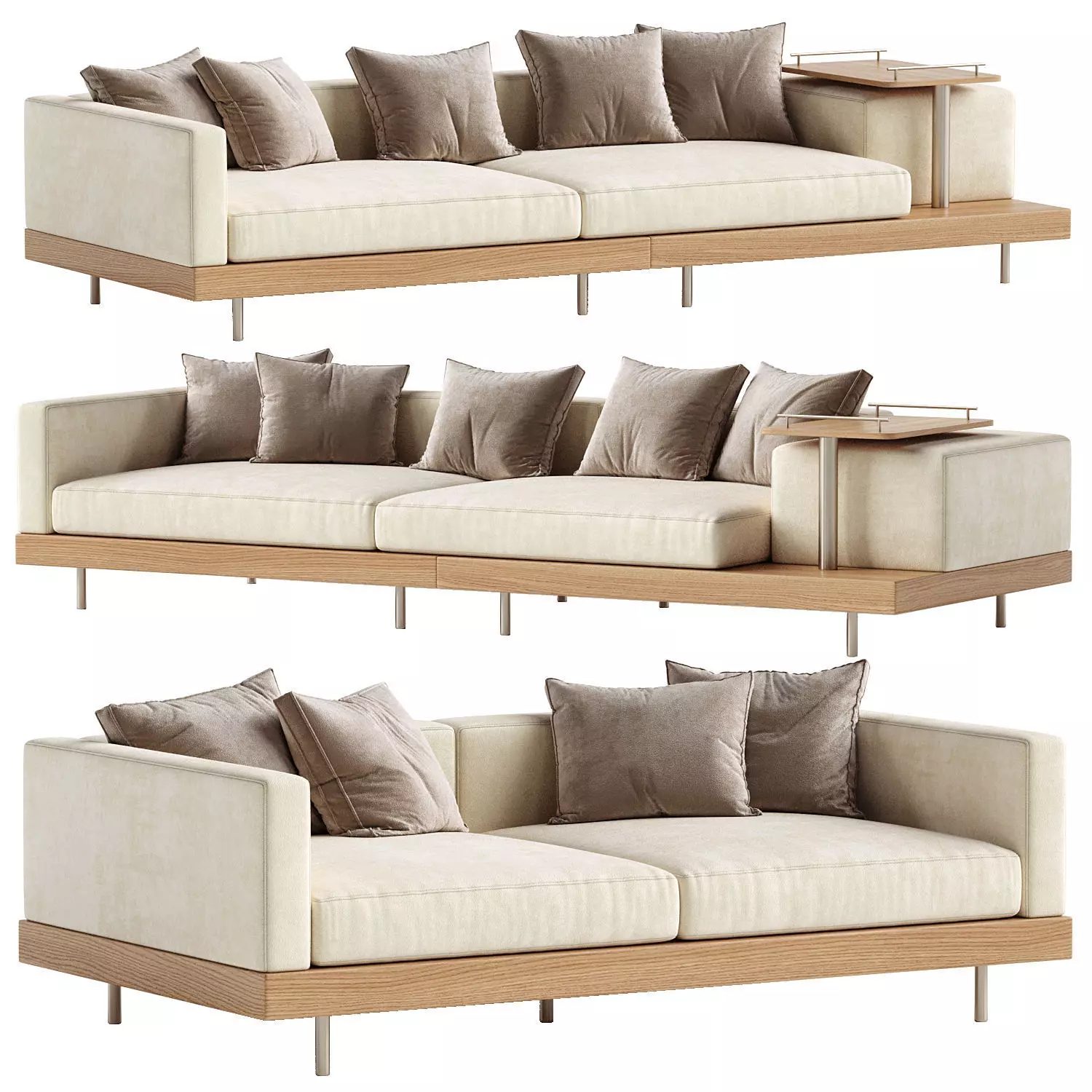 Japandi XXL Wooden Sofa 01 3D model