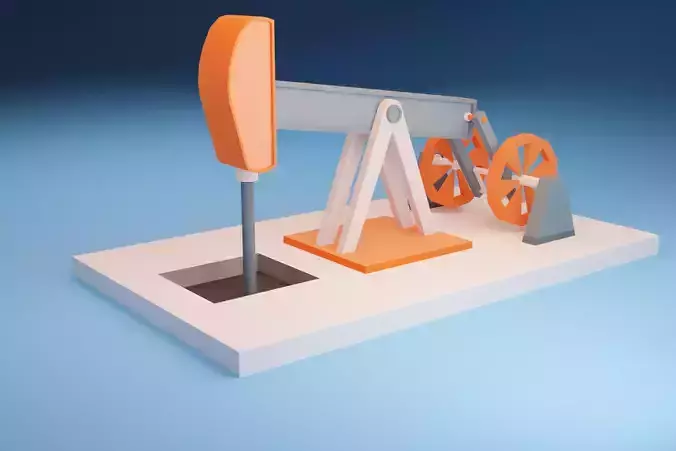 Low Poly Animated Oil Pump Low-poly 3D model