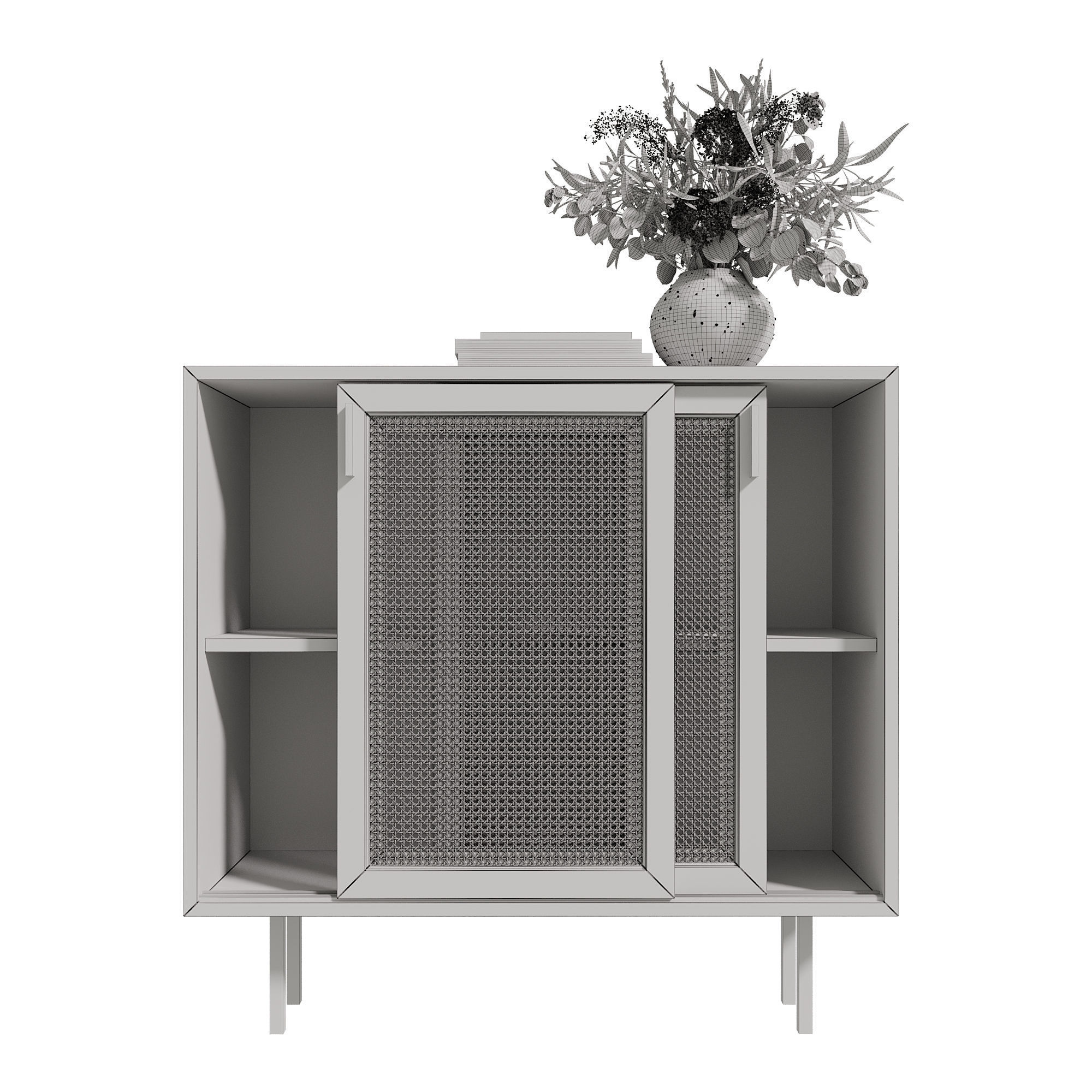 Homary Japandi Sideboard Storage Cabinet with Sliding Doors 3D model_23
