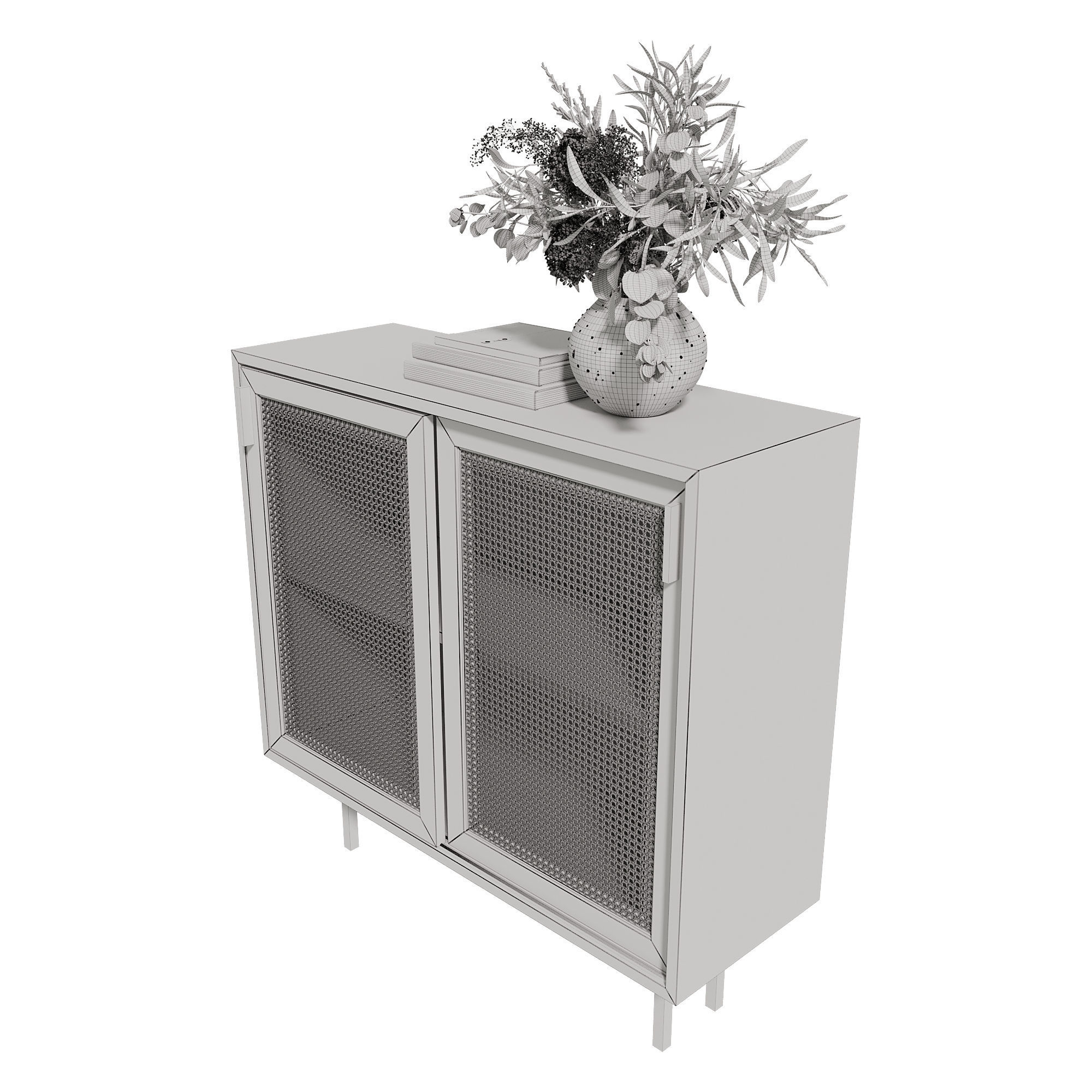 Homary Japandi Sideboard Storage Cabinet with Sliding Doors 3D model_1