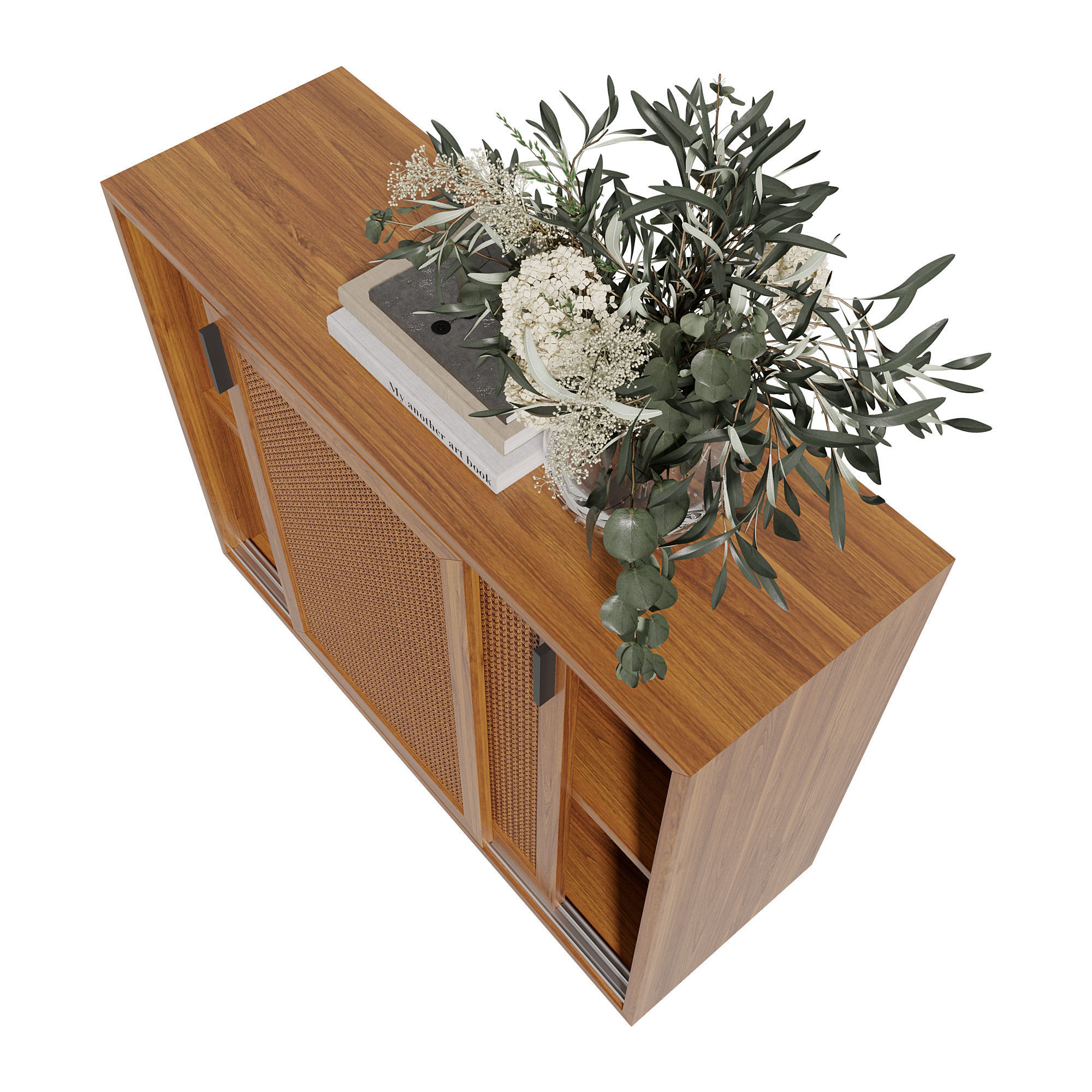 Homary Japandi Sideboard Storage Cabinet with Sliding Doors 3D model_14