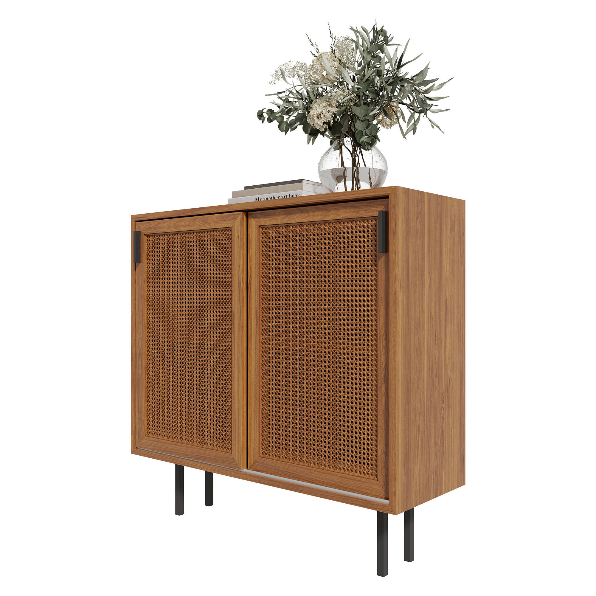 Homary Japandi Sideboard Storage Cabinet with Sliding Doors 3D model_6