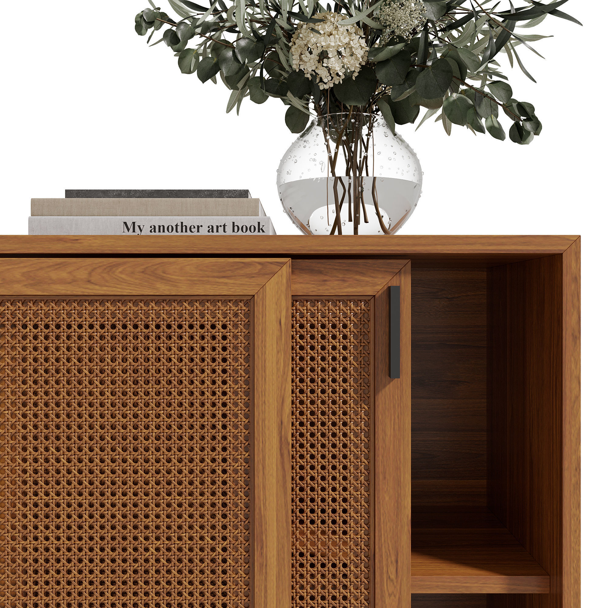 Homary Japandi Sideboard Storage Cabinet with Sliding Doors 3D model_24