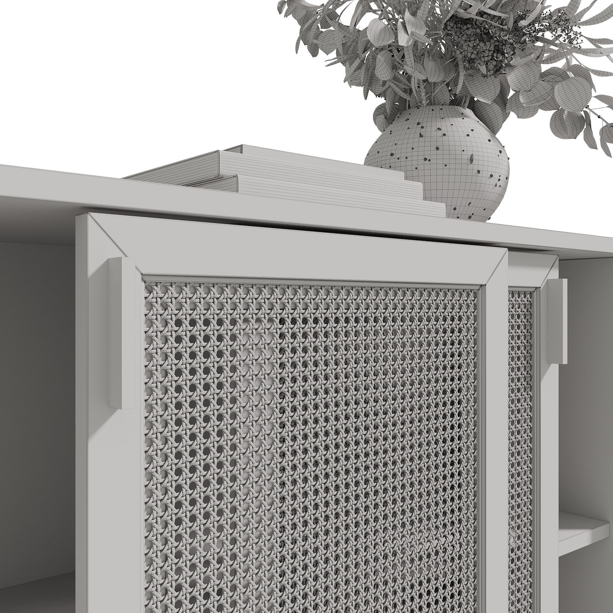 Homary Japandi Sideboard Storage Cabinet with Sliding Doors 3D model_33