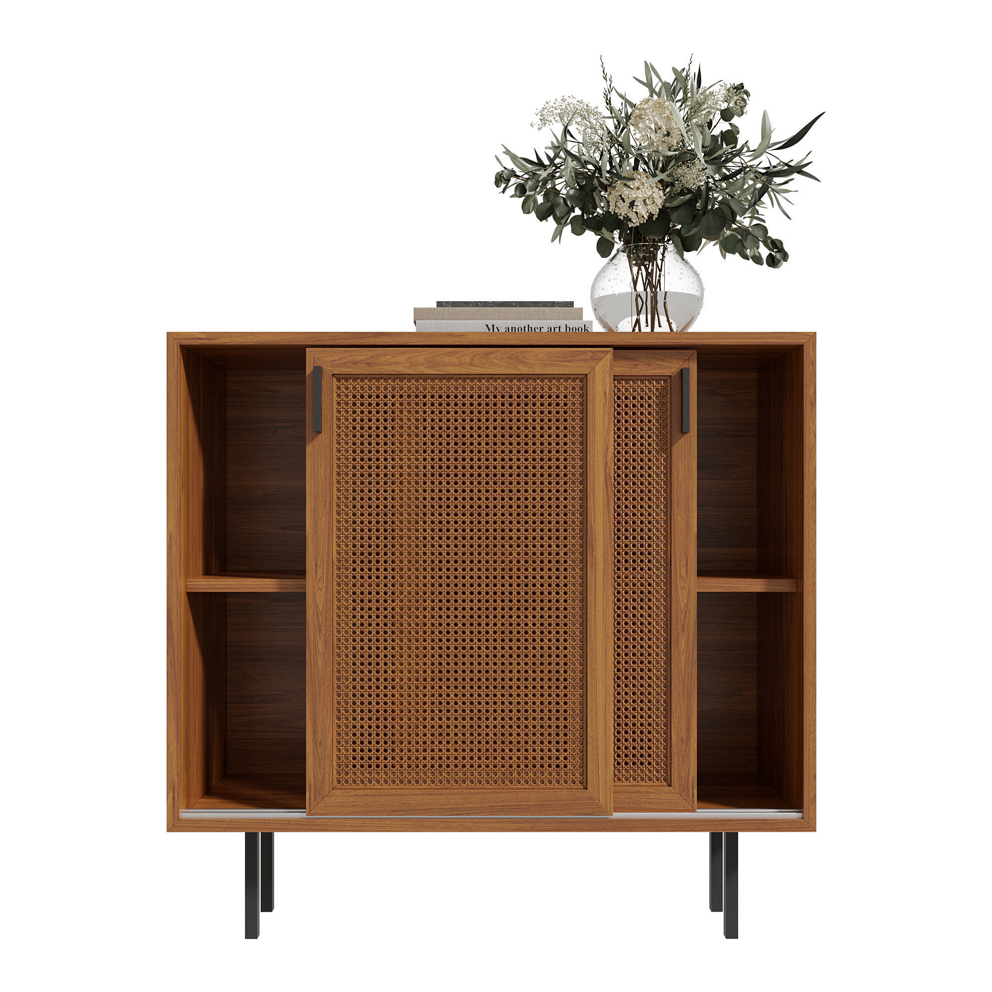 Homary Japandi Sideboard Storage Cabinet with Sliding Doors 3D model_22