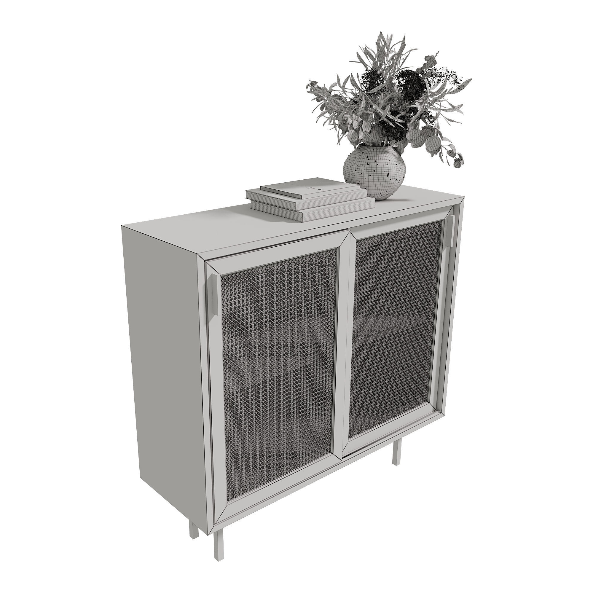Homary Japandi Sideboard Storage Cabinet with Sliding Doors 3D model_5