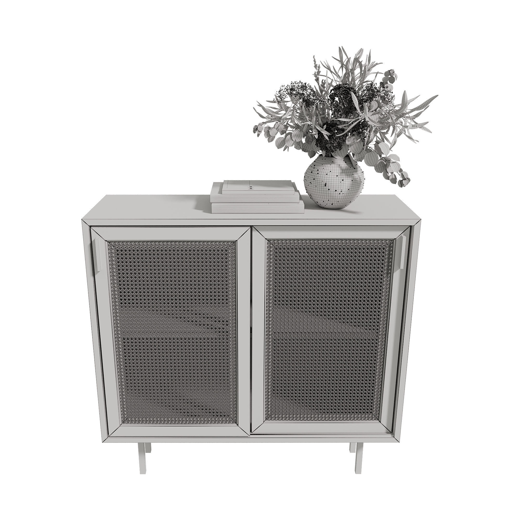 Homary Japandi Sideboard Storage Cabinet with Sliding Doors 3D model_3