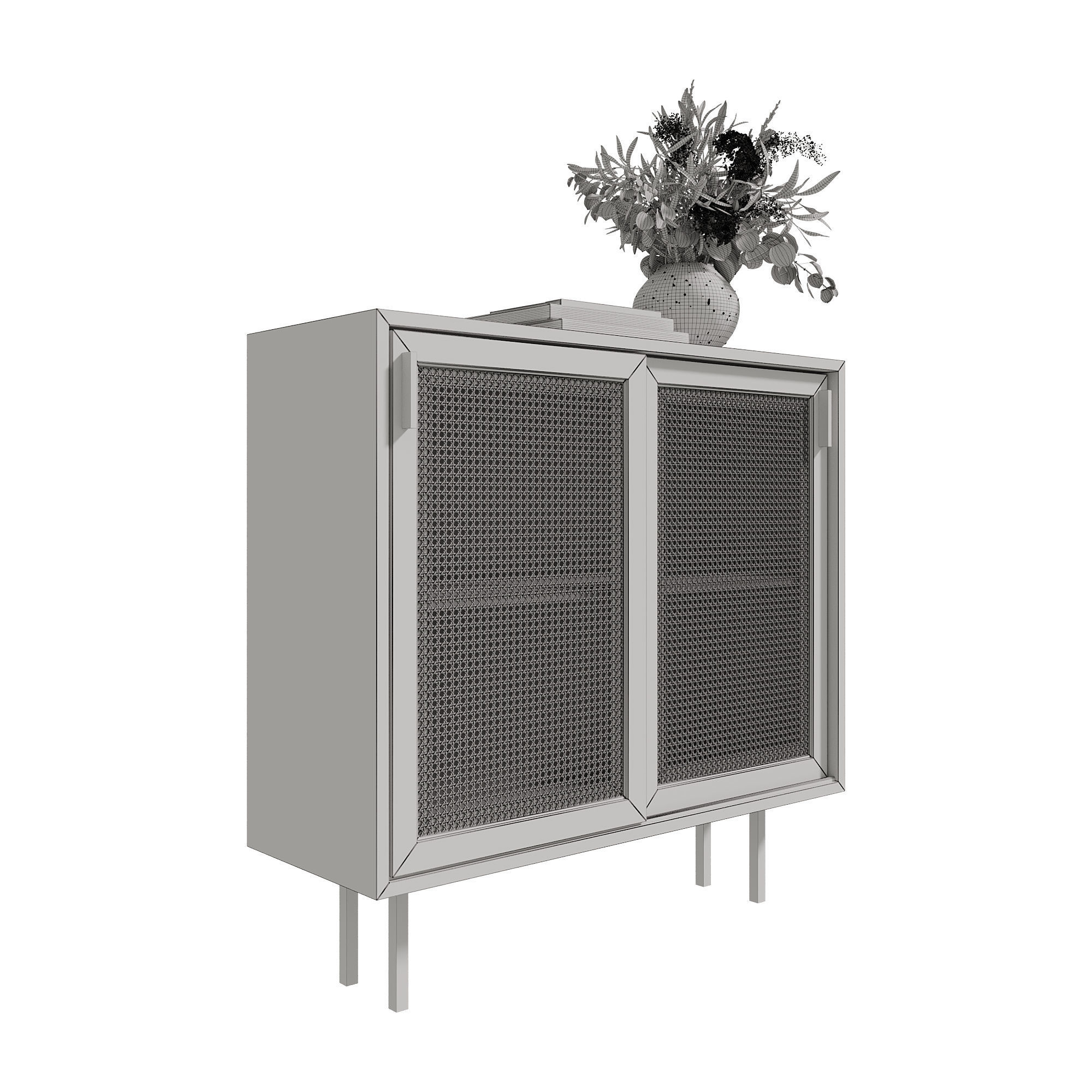 Homary Japandi Sideboard Storage Cabinet with Sliding Doors 3D model_11