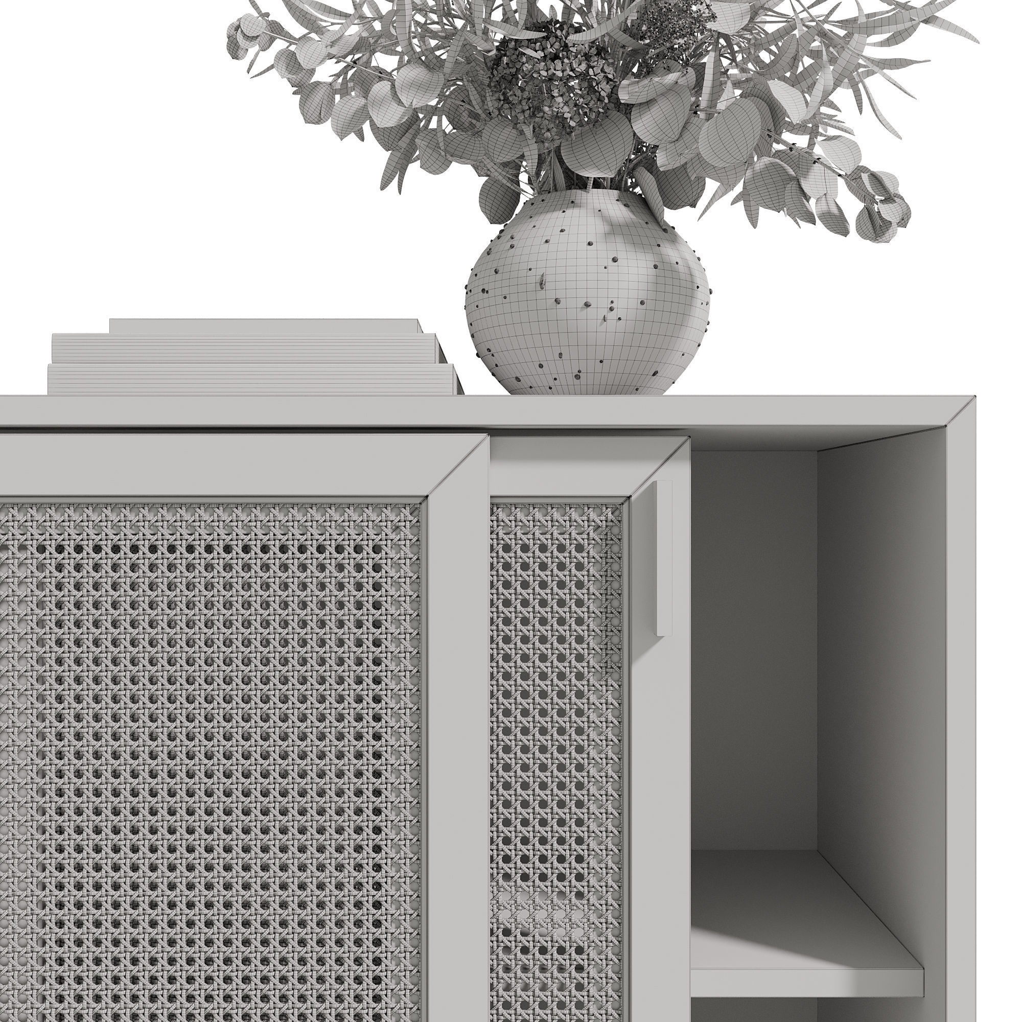 Homary Japandi Sideboard Storage Cabinet with Sliding Doors 3D model_25