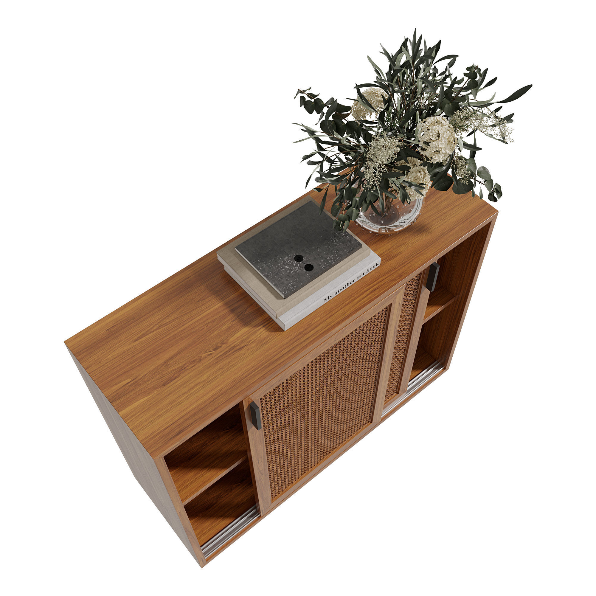 Homary Japandi Sideboard Storage Cabinet with Sliding Doors 3D model_20