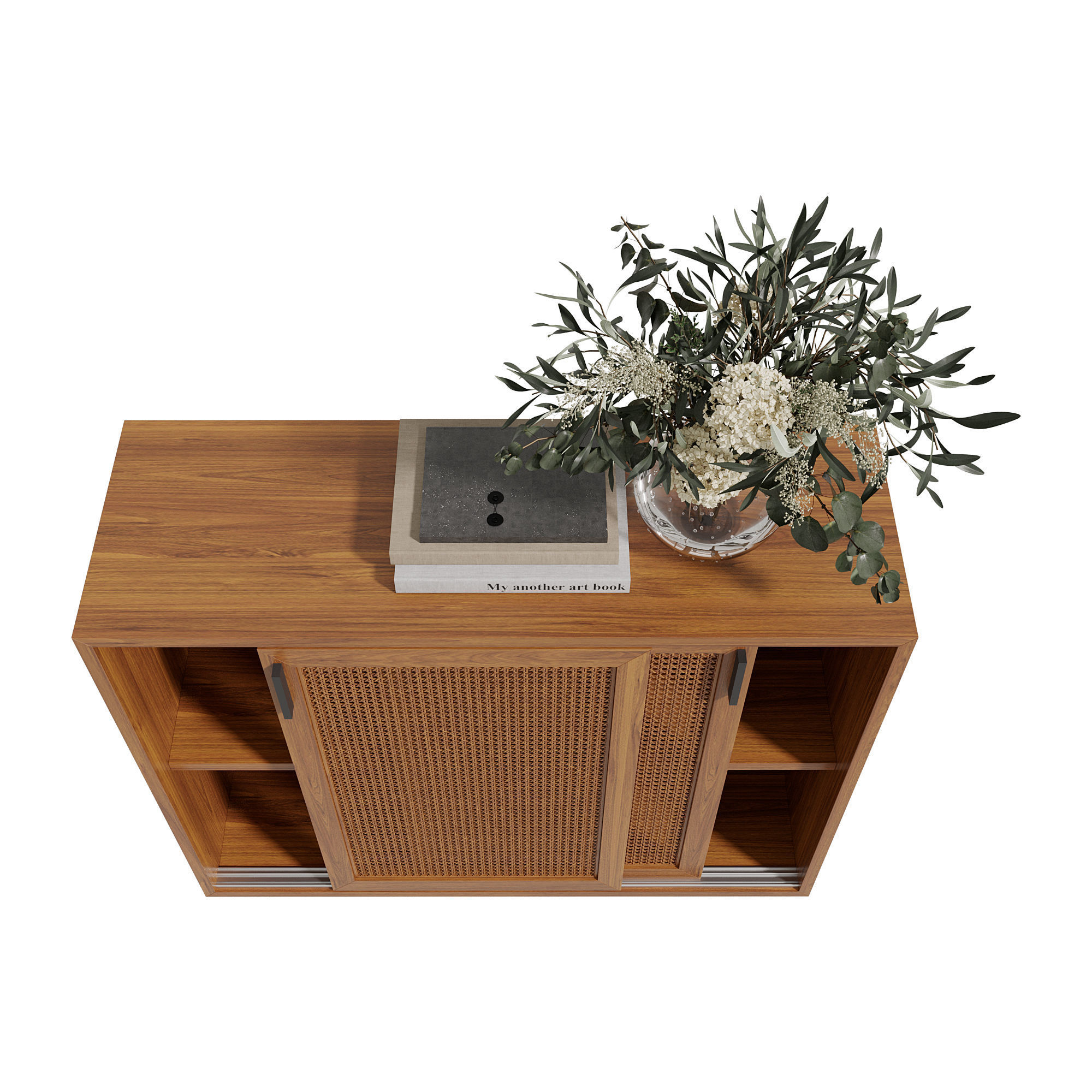 Homary Japandi Sideboard Storage Cabinet with Sliding Doors 3D model_18