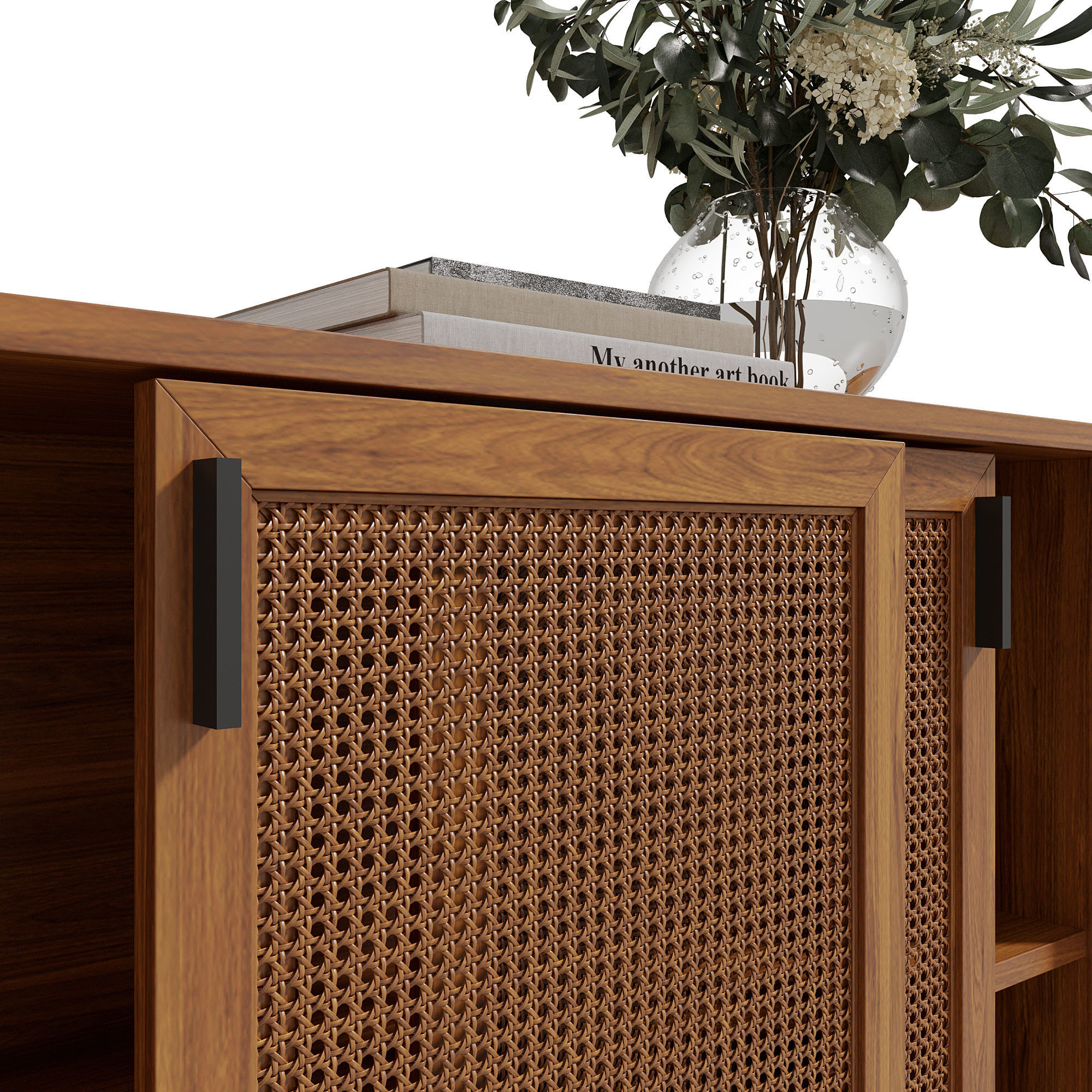 Homary Japandi Sideboard Storage Cabinet with Sliding Doors 3D model_32