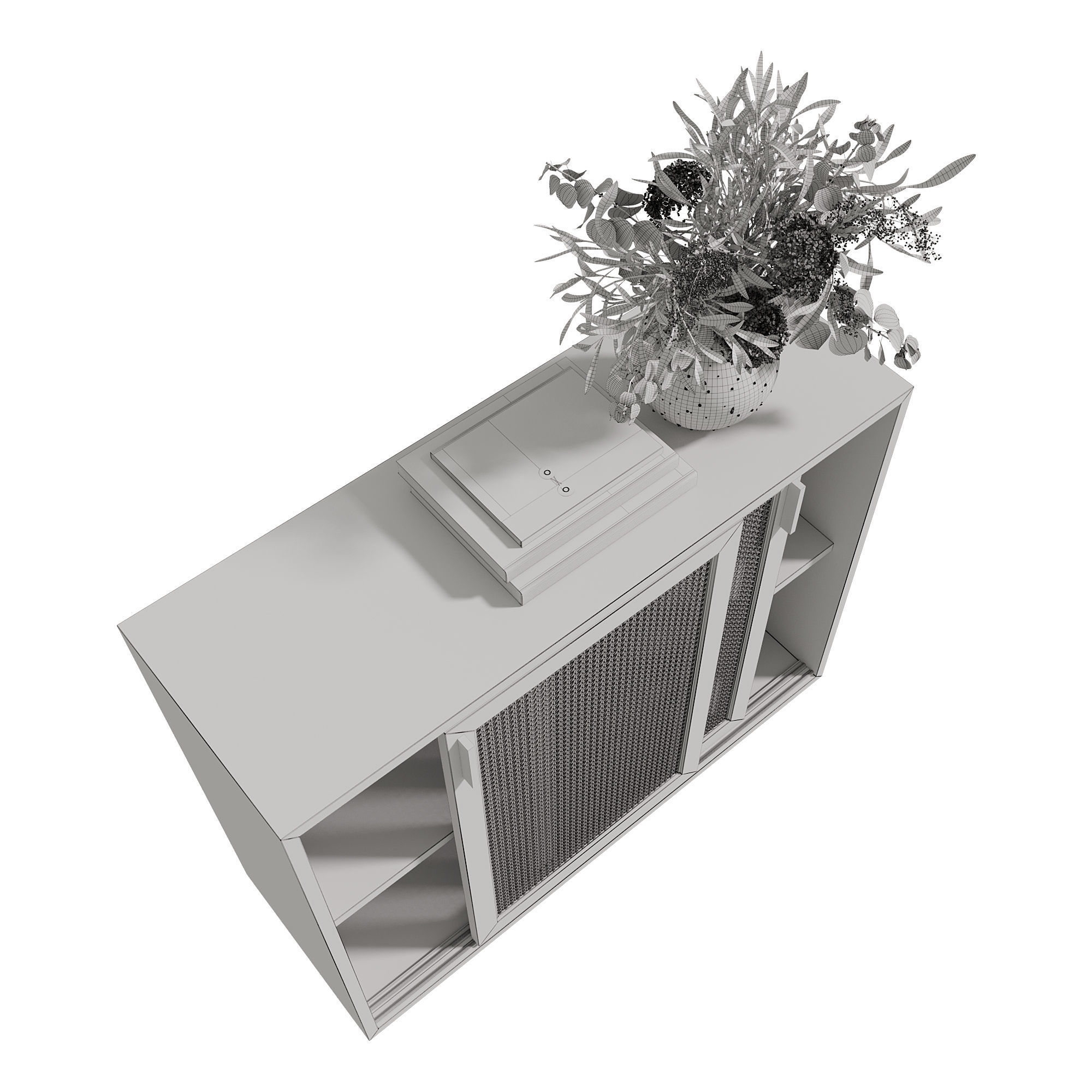 Homary Japandi Sideboard Storage Cabinet with Sliding Doors 3D model_21