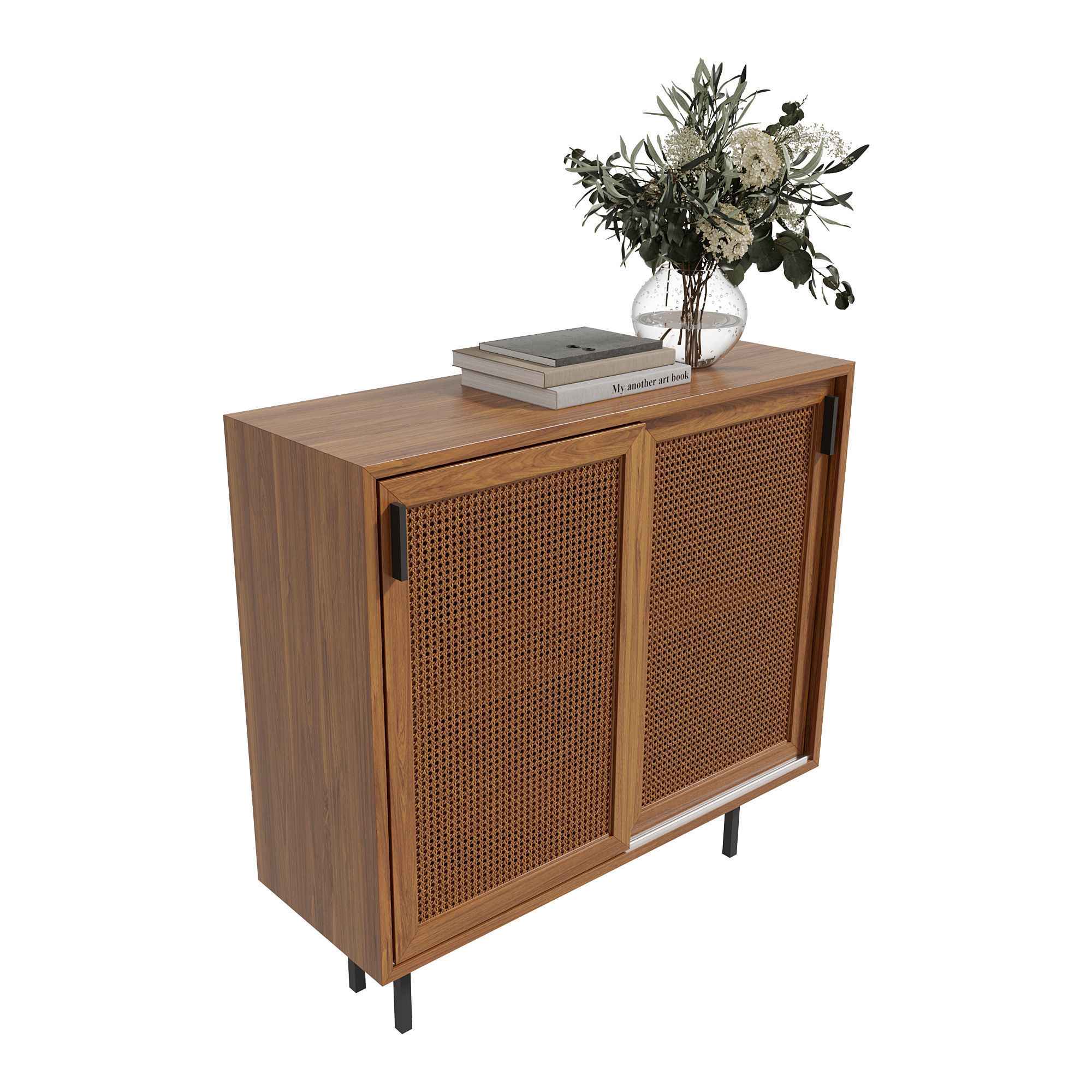 Homary Japandi Sideboard Storage Cabinet with Sliding Doors 3D model_4