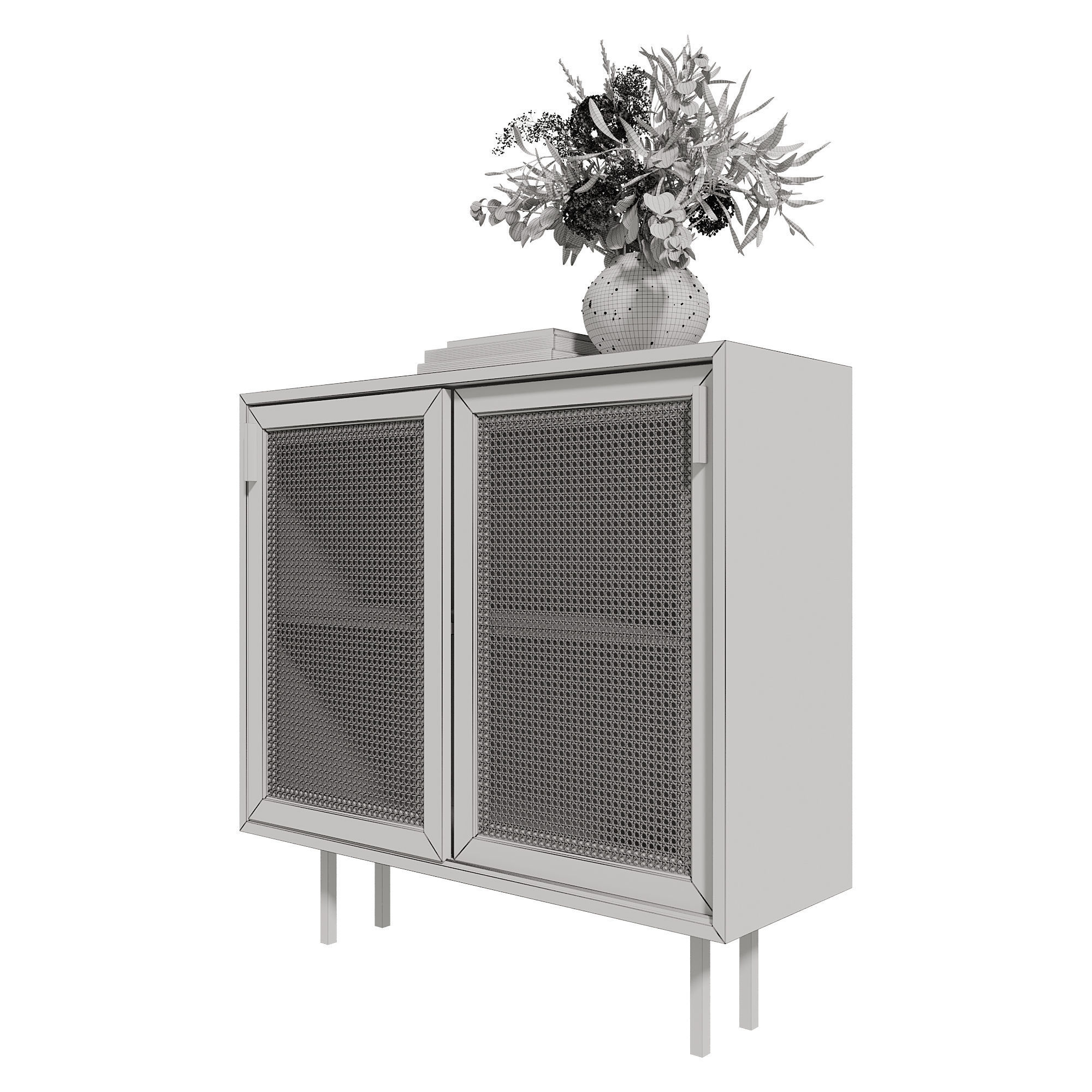 Homary Japandi Sideboard Storage Cabinet with Sliding Doors 3D model_7