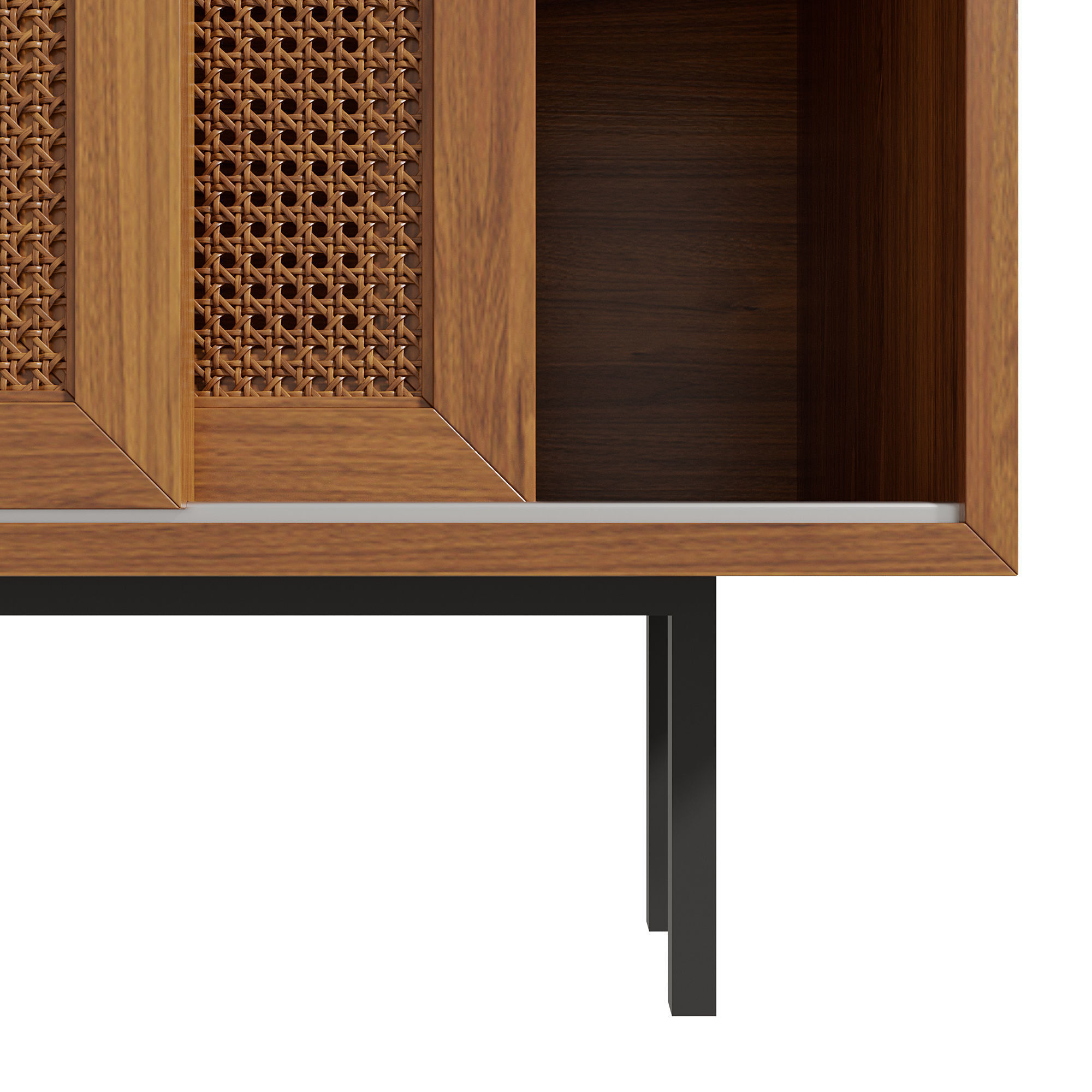 Homary Japandi Sideboard Storage Cabinet with Sliding Doors 3D model_28