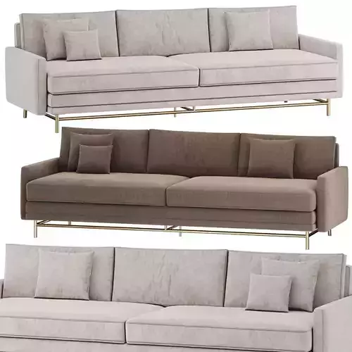 Natural Velvet Upholstered Large Sofa 