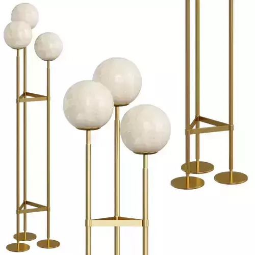 Antique Brass Alabaster Globes Floor Lamp By Oroa